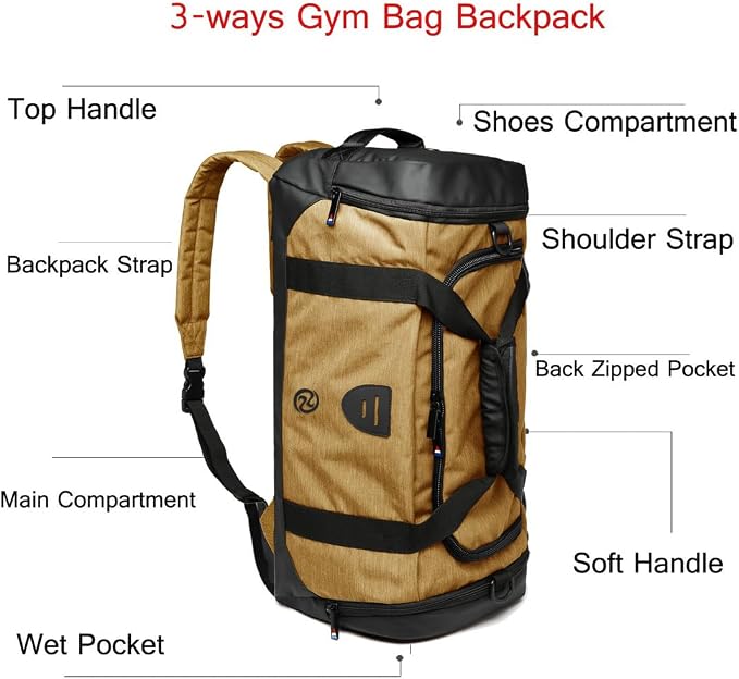 Gym Duffle Bag Backpack Waterproof Sports Duffel Bags Travel Weekender Bag - Image 7
