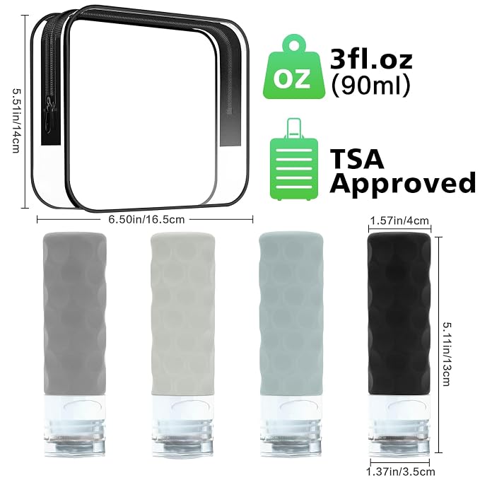 Travel Bottles for Toiletries, BPA Free Leak Proof Premium Silicone Bottles - Image 2