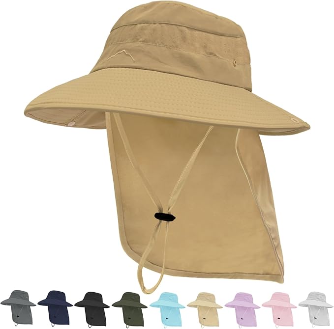Sun Hats for Men Women, UPF50+ Protection Safari Hat, Wide Brim Fishing Hat by Rosoz
