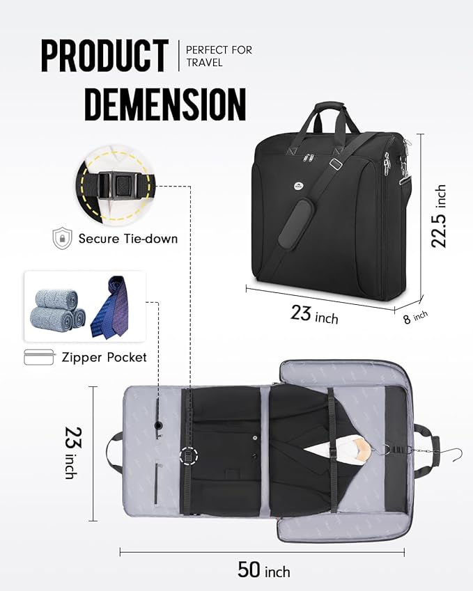 MATEIN Garment Bags for Travel, Large Double Layer Suit Bag Up to 6 Suits - Image 6