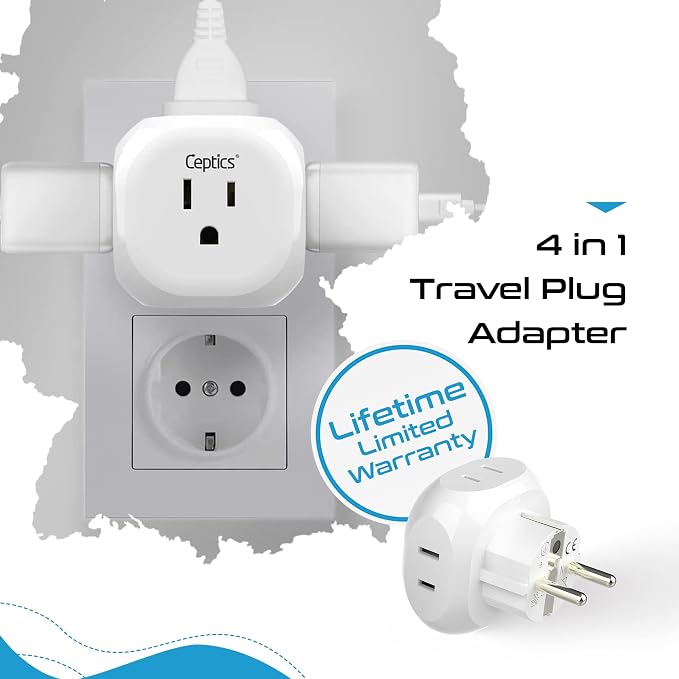 Ceptics European Schuko Travel Plug Adapter Germany France Adapter Charger 4 - Image 6