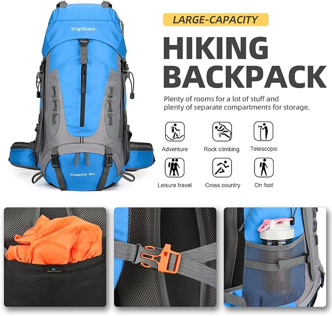 King'sGuard 60L Hiking Backpack Lightweight Camping Backpack - Image 4