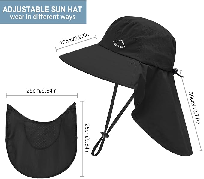Sun Hat for Men Women with Neck Flap, UPF 50+ UV Protective Hiking Fishing Hats - Image 5