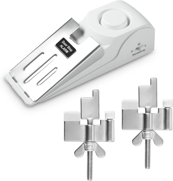 2 Pack Portable Door Lock & 120dB Travel Door Stopper Alarm, 3-Level by DouevoTotalHomeSecurity