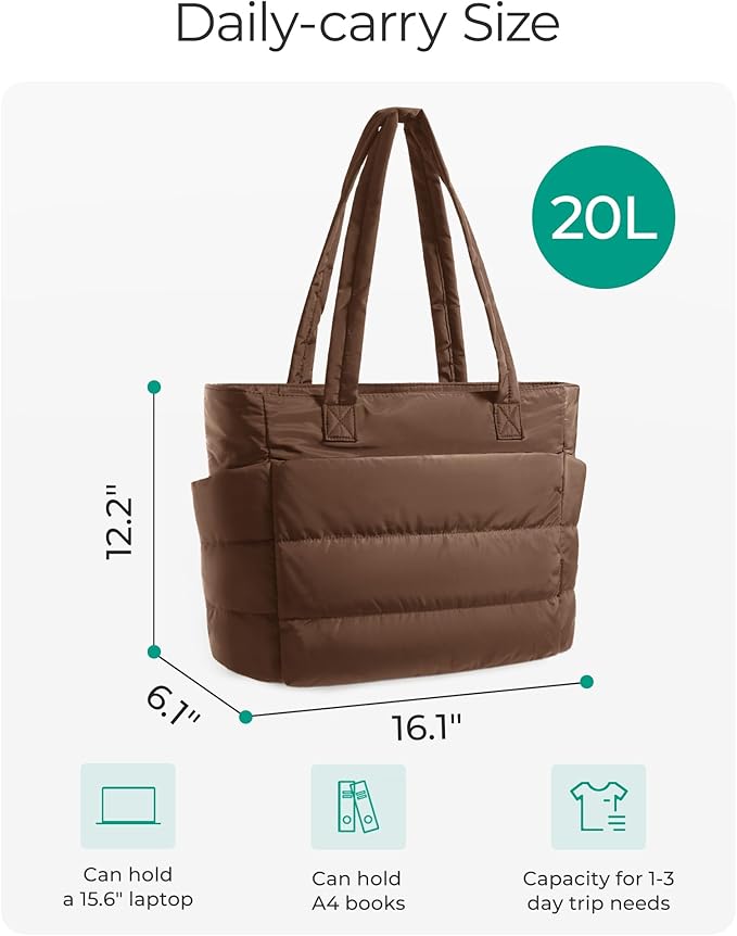 BAGSMART Tote Bag for Women, Lightweight Puffy Tote Bag - Image 2