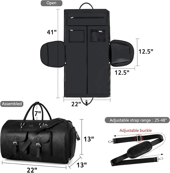 Garment Bag for Travel, Convertible Carry on Garment Duffel Bag for Men 3Pcs - Image 6