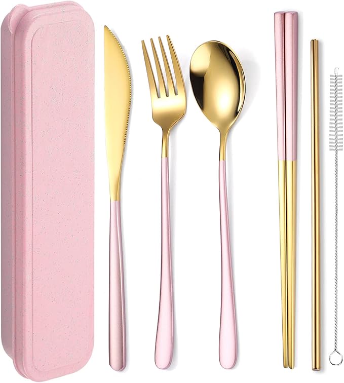 AARAINBOW 6 Pieces 18/8 Stainless Steel Flatware Set Portable Reusable Cutlery by AARAINBOW