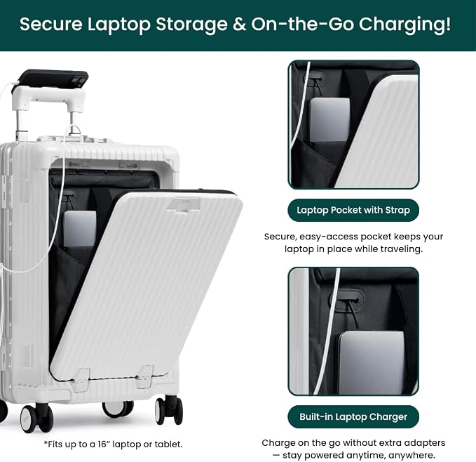 Nobl Travel Carry On Luggage, Noble Zipperless Aluminum Frame PC Hard Shell - Image 2