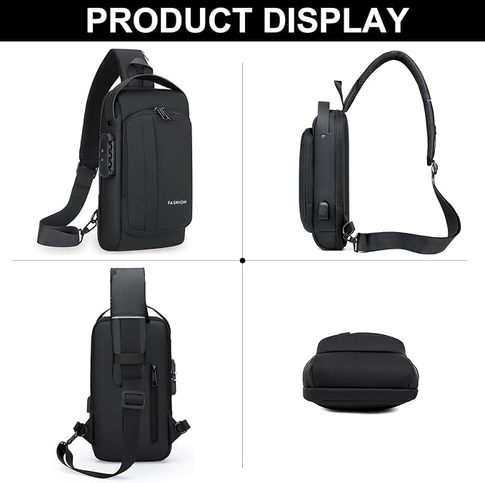 Sling Bag for Men Anti-theft USB Crossbody Shoulder Backpack Purse Waterproof - Image 5