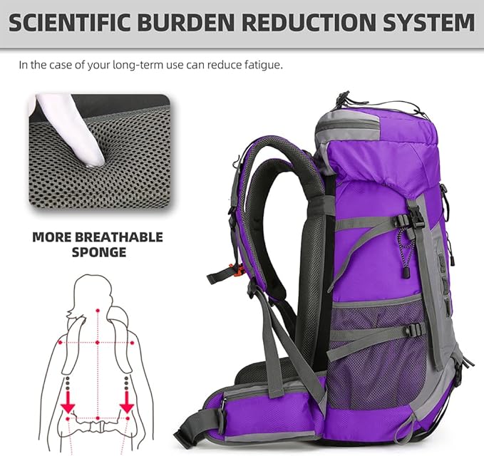 King'sGuard 60L Hiking Backpack Lightweight Camping Backpack - Image 2