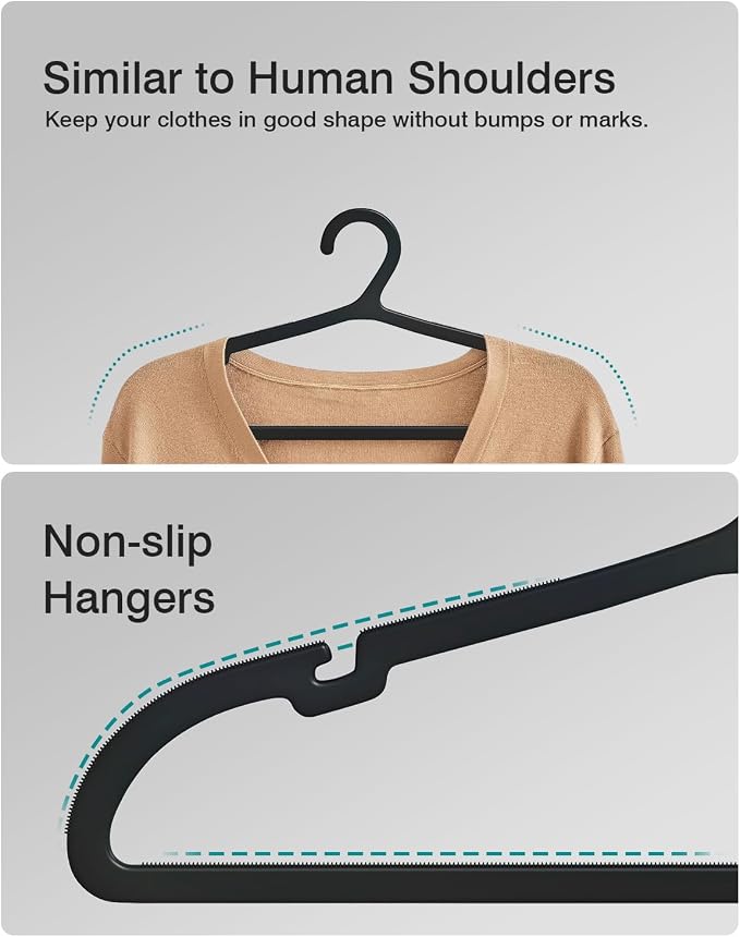 50 Pack Clothes Hangers, Non Slip Plastic Coat Hangers, Space Saving Hangers - Image 3