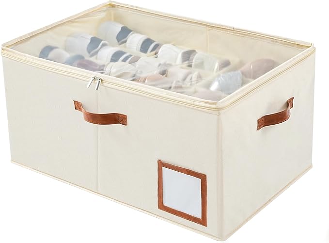 Shoe Organizer for Closet Fit 24 Pairs, Large Foldable Shoe Storage Containers by INSTY