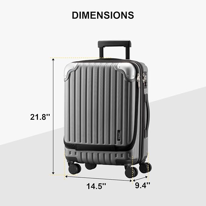 LEVEL8 Grace Carry on Luggage 22x14x9 Airline Approved, 20 Inch Hard Shell - Image 8