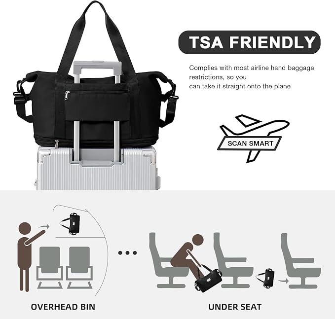 Travel Duffel Bag, Sports Tote Gym Bag, Shoulder Weekender Overnight Bag - Image 4