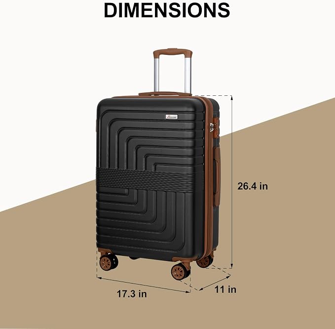 Romswi Expandable 24" Checked Luggage, Medium Hardshell Suitcase - Image 8
