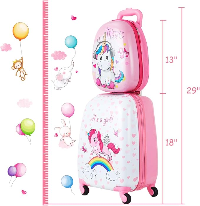 HONEY JOY 2 Pcs Kids Carry On Luggage, Waterproof Hard Shell Travel Case - Image 8
