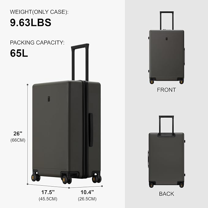 LEVEL8 Elegance Checked Luggage, 24 Inch Hardside Suitcase, Lightweight Matte - Image 7