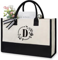 TOPDesign Personalized Initial Jute/Canvas Beach Bag, Monogrammed Gift Tote Bag by TOPDesign
