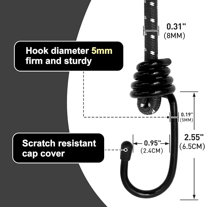 Bungee Cord Luggage Cord Resilience 32 Inch 4 Pieces - Image 3