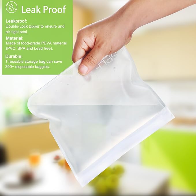 SPLF 12 Pack Dishwasher Safe Reusable Food Storage Bags, BPA Free Freezer Bags - Image 5
