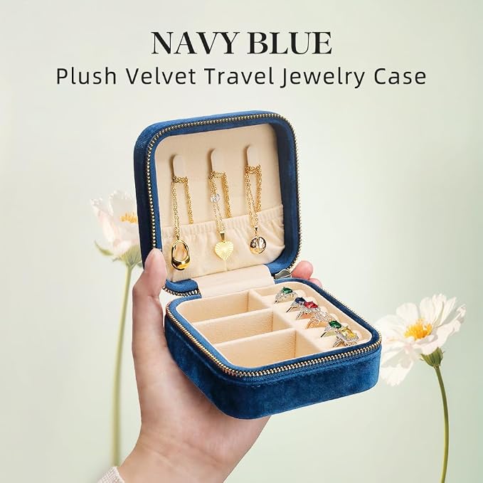 TAIMY Plush Velvet Travel Jewelry Box, Small Travel Jewelry Case, Portable Mini - Image 2