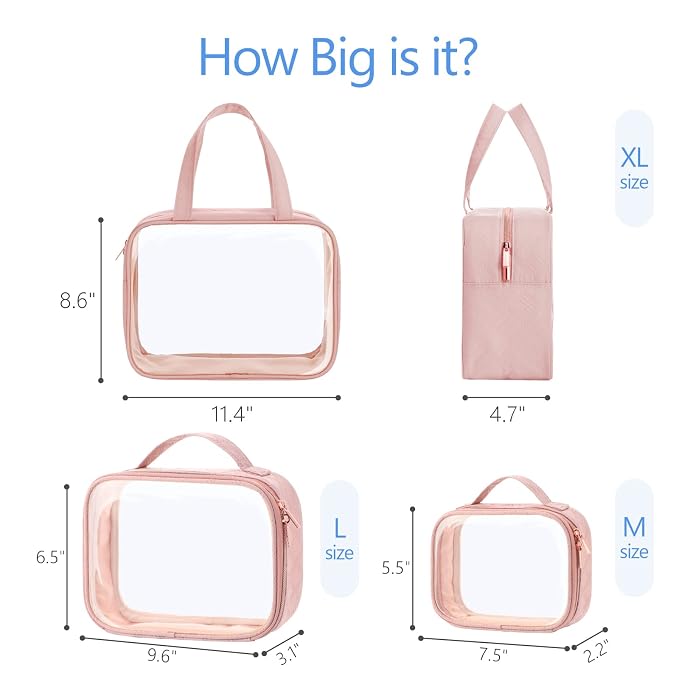 PACKISM Clear Toiletry Bags, 3 Pack Clear Makeup Bags - Image 3