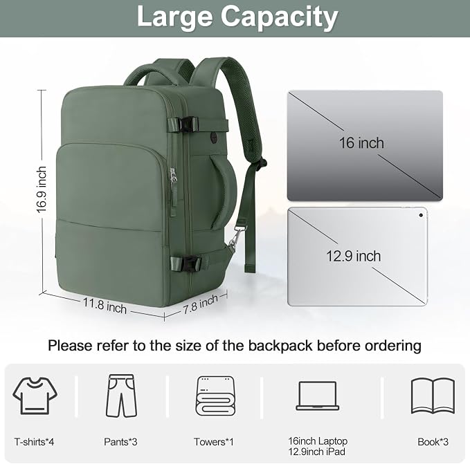 Personal Item Backpack, Carry on Travel Backpack - Image 9