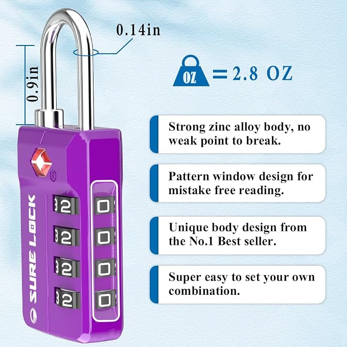 TSA Approved Travel Luggage Locks, Open Alert Combination Lock - Image 3