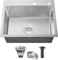 POPFLY 20×16 inch Drop In Kitchen Sink, 18 Gauge Stainless Steel Overmount by POPFLY