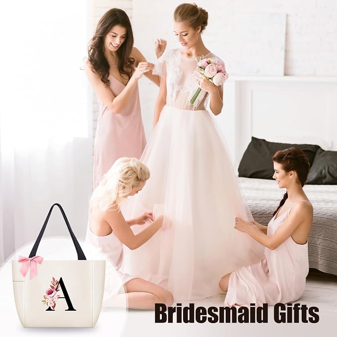 Vavabox Tote Bag, A-Z Initial Monogrammed Waterproof Tote Bag, Bridesmaid Gifts - Image 5