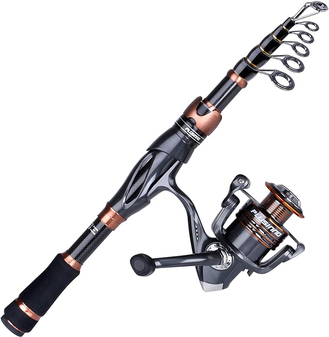 PLUSINNO Fishing Rod and Reel Combos, Bronze Warrior Toray 24-Ton Carbon Matrix by PLUSINNO
