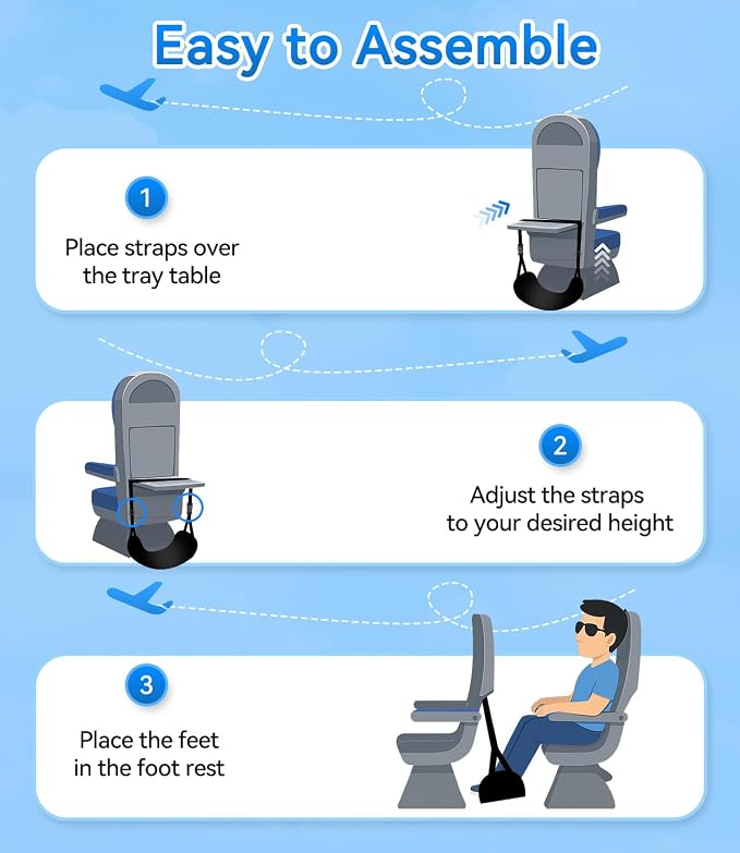 Portable Airplane Foot Hammock-Ultimate Comfort Bundle w/Sleep Mask & Ear Plugs - Image 7