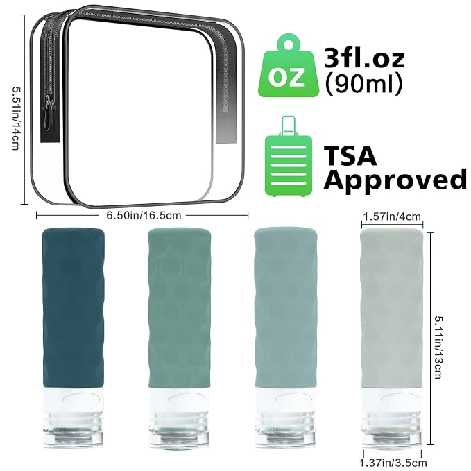 Travel Bottles for Toiletries, BPA Free Leak Proof Premium Silicone Bottles - Image 2