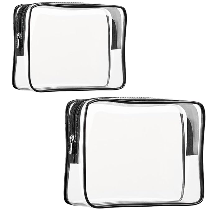 2Pcs Crystal Clear PVC Travel Toiletry Bag Kit by ROYBENS
