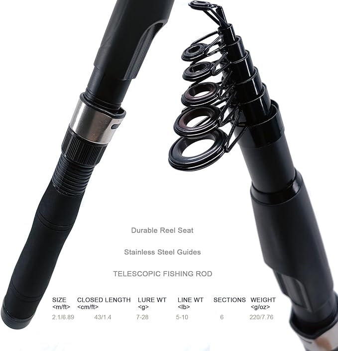 Fishing Rod Reel Combos, Telescopic Fishing Pole Set Sea Saltwater Freshwater - Image 4