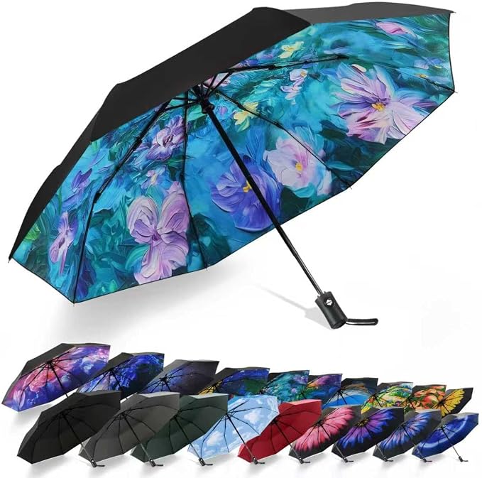 SY COMPACT Travel Umbrella Windproof Automatic Umbrellas Small Compact UV Sun by SYCOMPACT