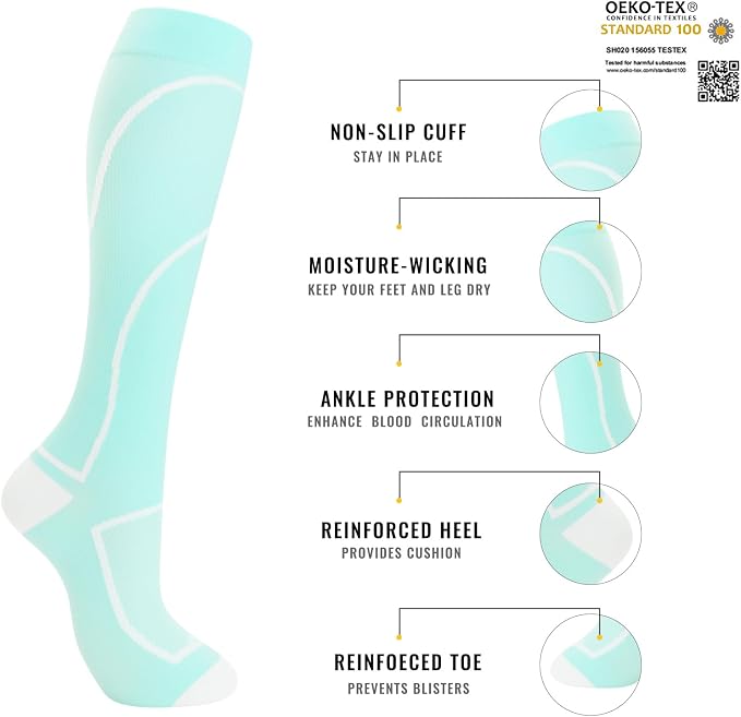 Compression Socks for Women Men Circulation Knee High 8 Pairs for Nurses - Image 2