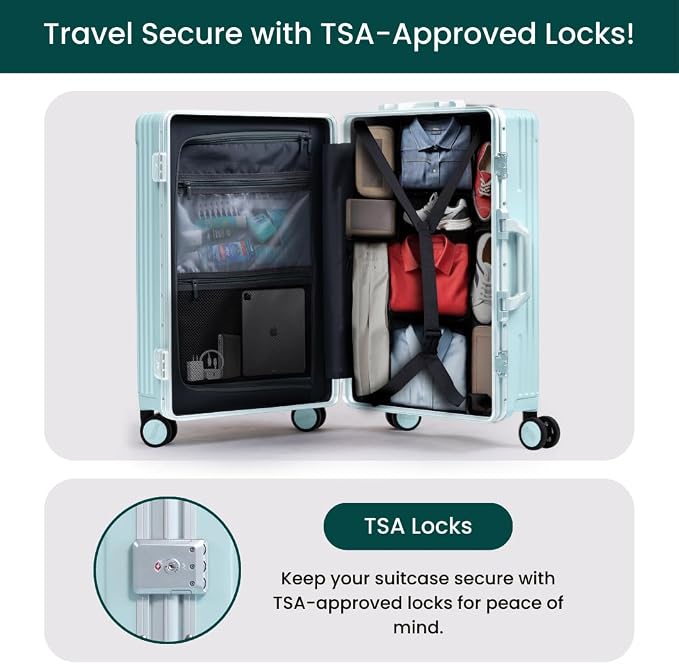 Nobl Travel Carry On Luggage, Noble Zipperless Aluminum Frame PC Hard Shell - Image 6
