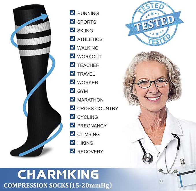 CHARMKING Compression Socks for Women & Men Circulation 15-20 mmHg is Best - Image 5