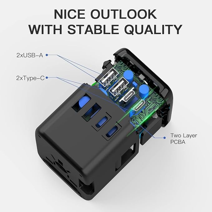 Universal Travel Adapter, 5 in 1 International Travel Plug Adapter - Image 9