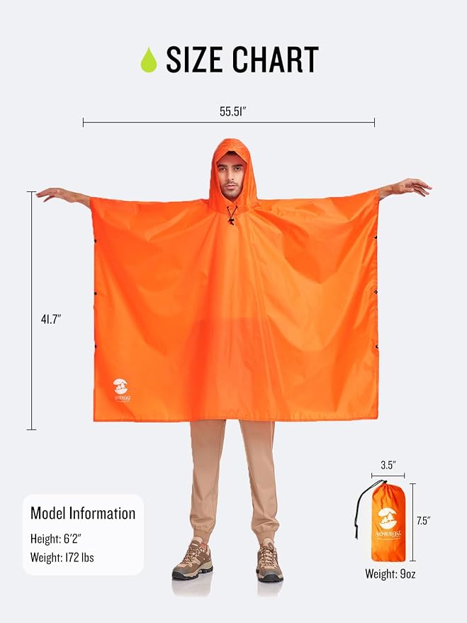 SaphiRose Hooded Rain Poncho Waterproof Raincoat Jacket - Image 7