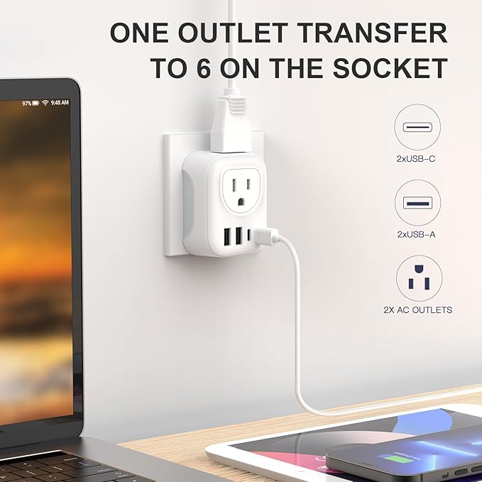 European Travel Plug Adapter, International Plug Adapter - Image 2