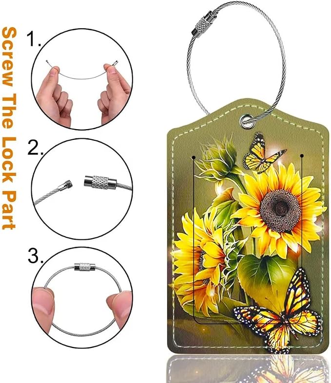 2 Pack Luggage Tag for Suitcase, Cute Unique Leather Bag Tags Identifiers - Image 4