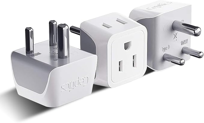 Ceptics US to India Plug Adapter works in Nepal, India Power Adapter, Dual USA by Ceptics