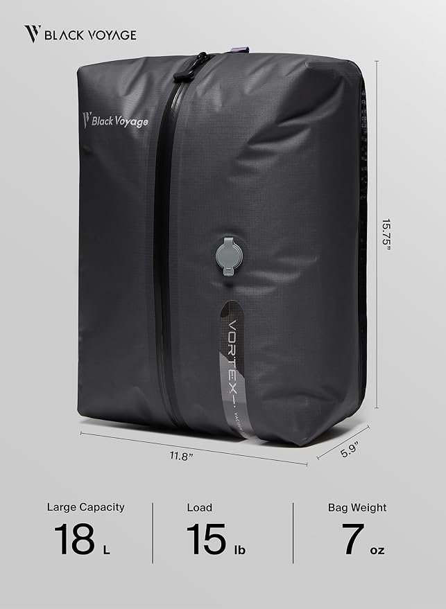 Black Voyage Reusable Vacuum Compression Travel Bag - Image 9