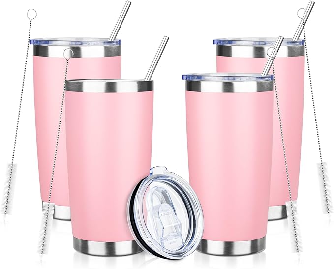 20oz Tumbler with Straw and Brush, Stainless Steel Vacuum Insulated tumbler by Unknown