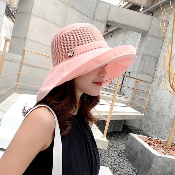Women Wide Brim Sun Hats Metal Wired Edge Summer UV Protection Beach Fishing Hat - Image 2