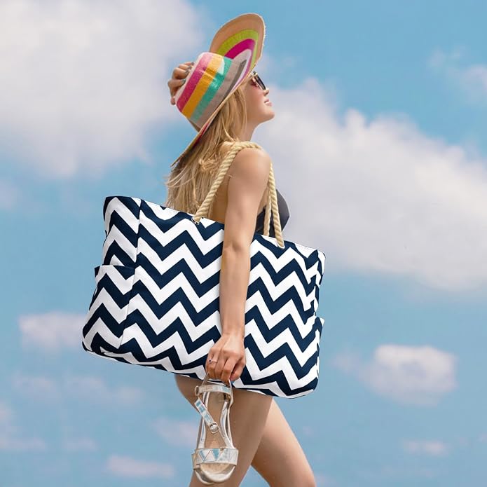 Becokan Beach Bag Large Beach Tote Bag - Image 5