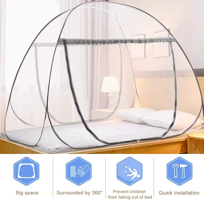 Portable Pop-Up Brown Mosquito Net Tent - Image 7
