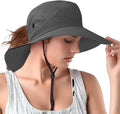 Rosoz Ponytail Sun Bucket Hats for Women UV Protection Foldable Mesh Wide Brim by Rosoz